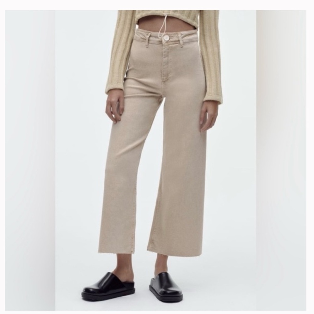 Zara Slim Fit High Rise Wide Leg Jeans